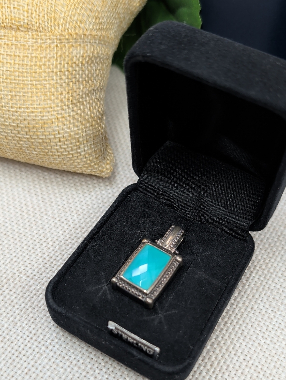Whitney Kelly WK 925 Sterling Silver Turquoise Doublet Pendant Estate